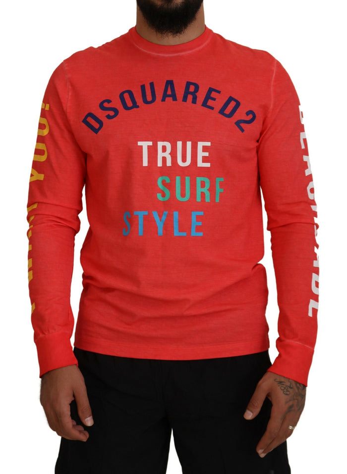 Dsquared² Orange Colorful Print Long Sleeves Top T-shirt