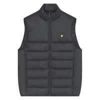 Lyle & Scott Branded Logo Gunmetal Grey Wadded Gilet Jacket S