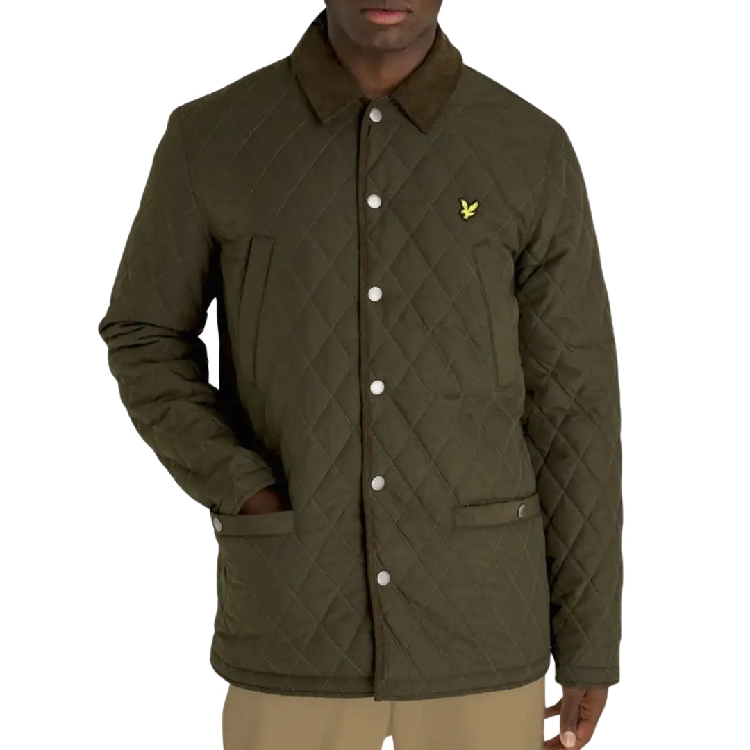 Lyle & Scott Branded Emblem Olive Green Quilted Jacket S