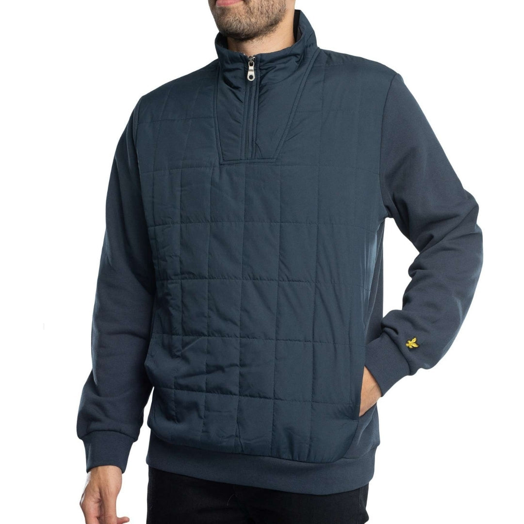 Lyle & Scott Hybrid Quilted Navy Blue Half-Zip Sweatshirt M