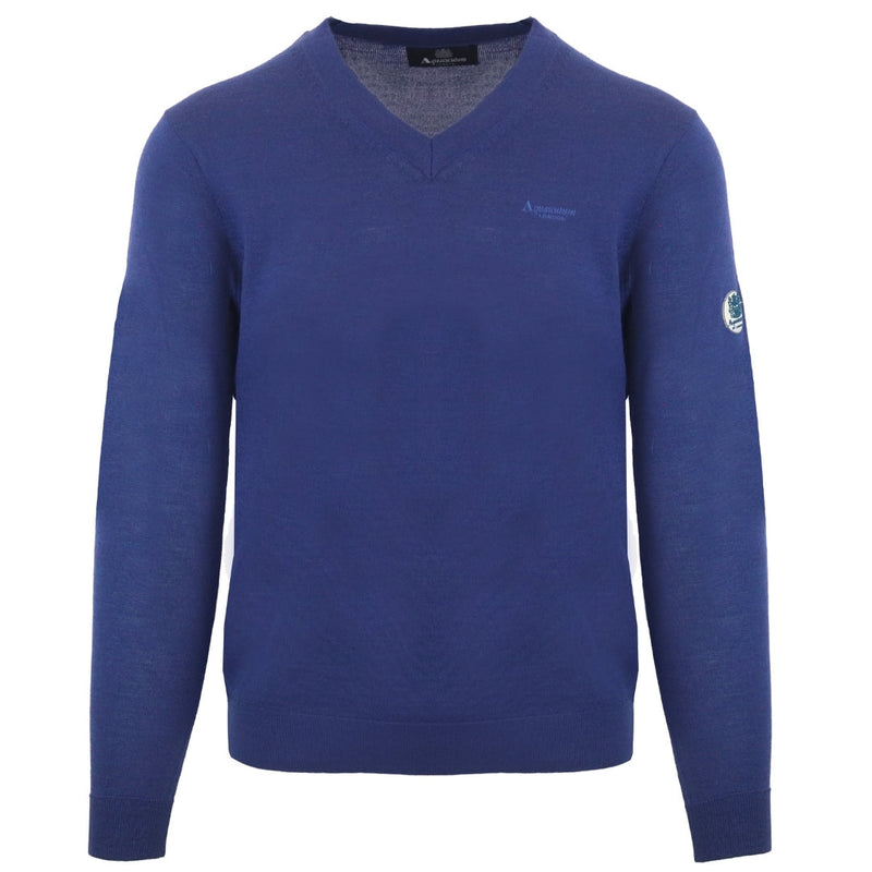 Aquascutum V-Neck Blue Pull Over Jumper S