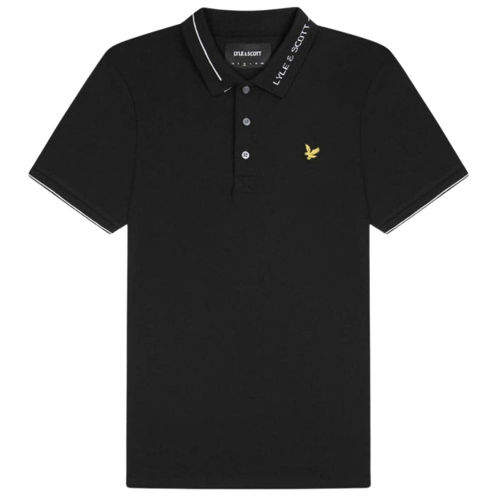 Lyle & Scott Branded Ringer Black Polo Shirt