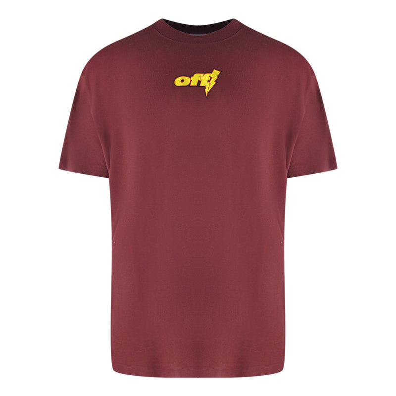 Off-White Thunder Stable Oversized Fit Burgundy T-Shirt XS