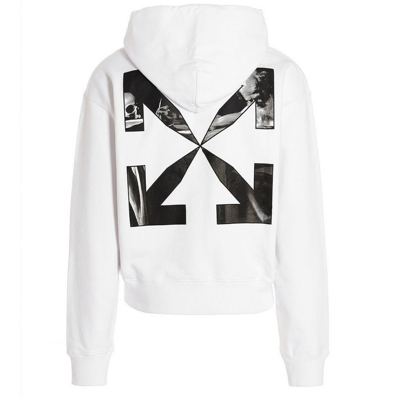 Off-White Oversized Fit Caravag Arrow Logo White Hoodie XS