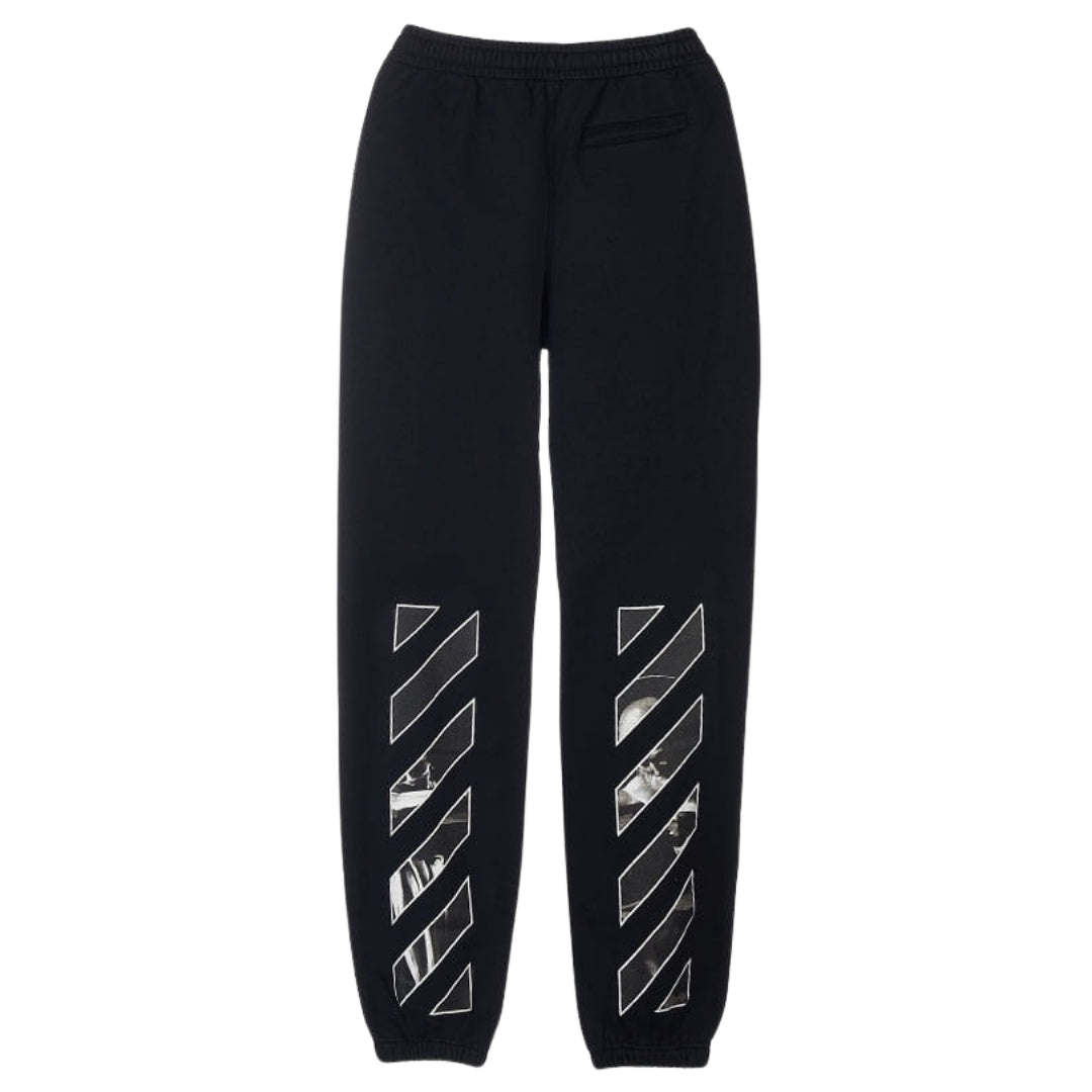 Off-White Caravag Diag Design Slim Cuffed Black Sweatpants S