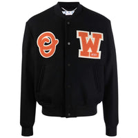 Off-White OW Patch Logo Black Varsity Jacket M