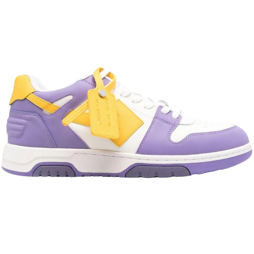 Off White Out Of Office Purple/Yellow Calf Leather Sneakers