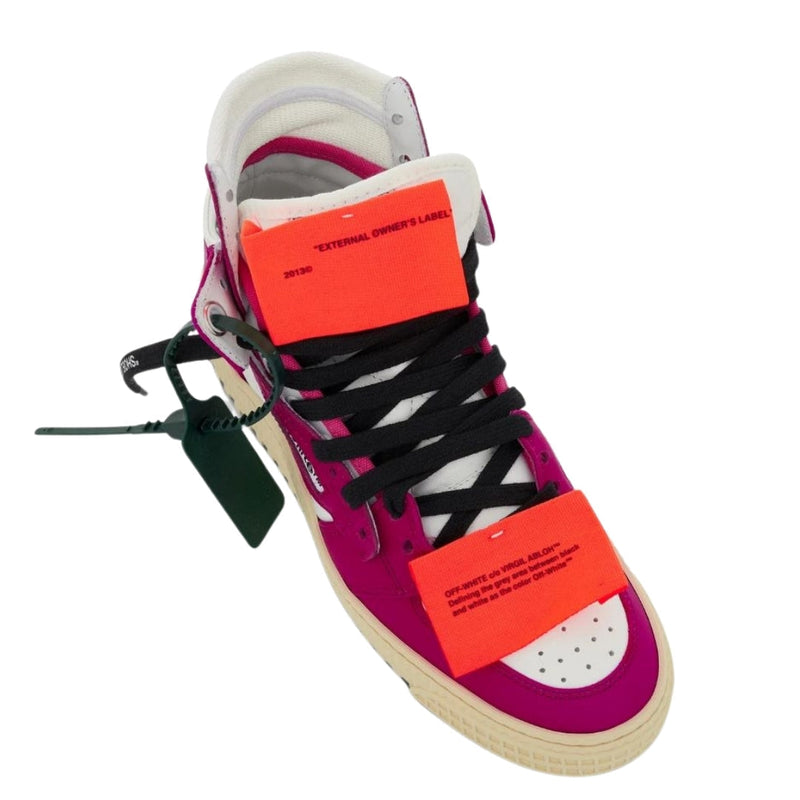 Off White Off Court 3.0 Fuchsia High Top Leather Sneakers