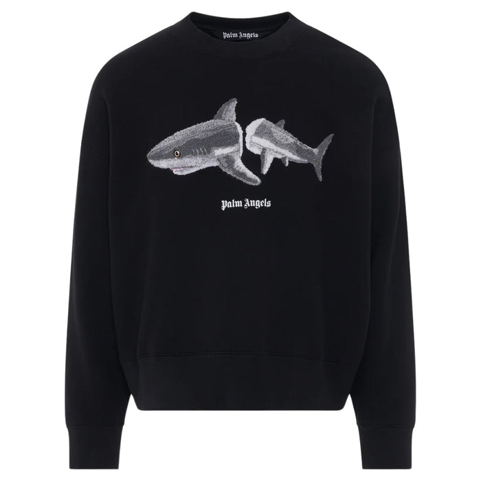 Palm Angels Split Shark Branded Logo Black Sweatshirt S