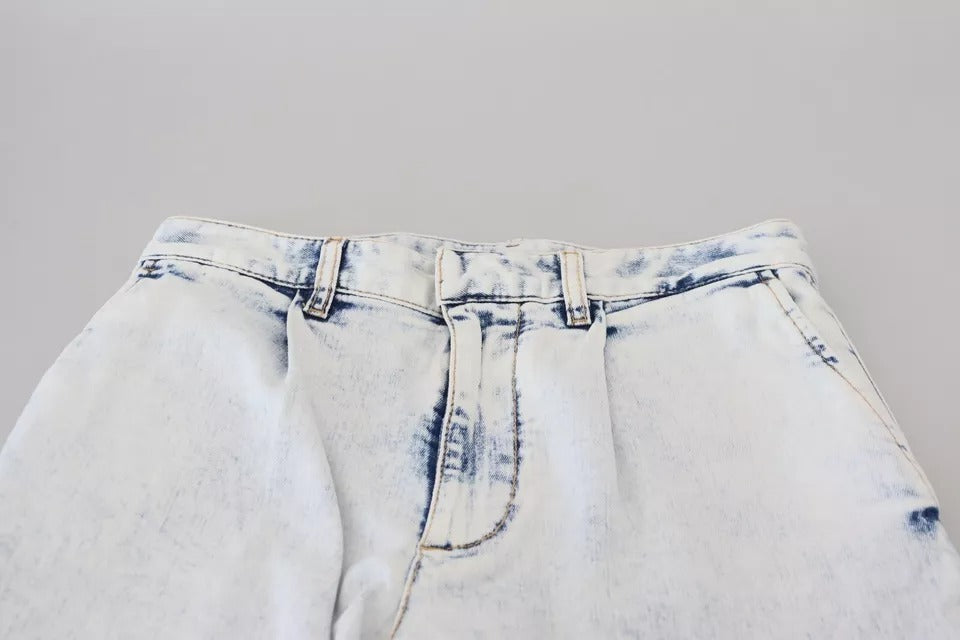 Dsquared² Light Blue Cotton High Waist Straight Denim Jeans