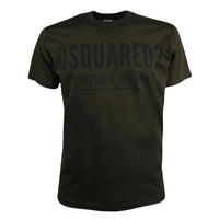 Dsquared2 Cool Fit Large Ceresio 9 Print Logo Military Green T-Shirt XS