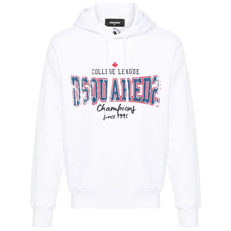 Dsquared2 Cool Fit Faded College League Logo White Hoodie  S