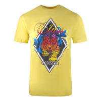 Cavalli Class Diamond Tiger Design Yellow T-Shirt