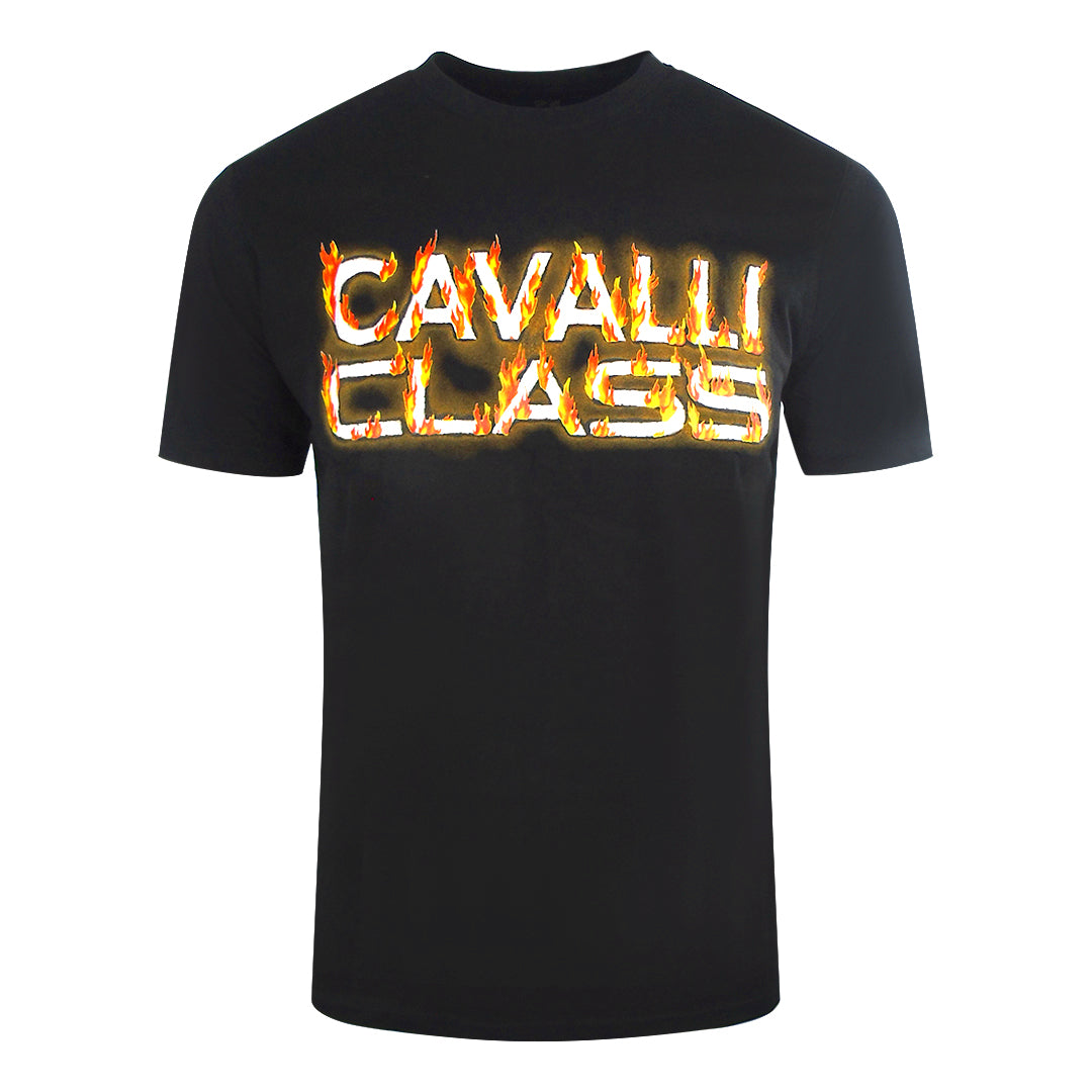 Cavalli Class Flaming Logo Black T-Shirt