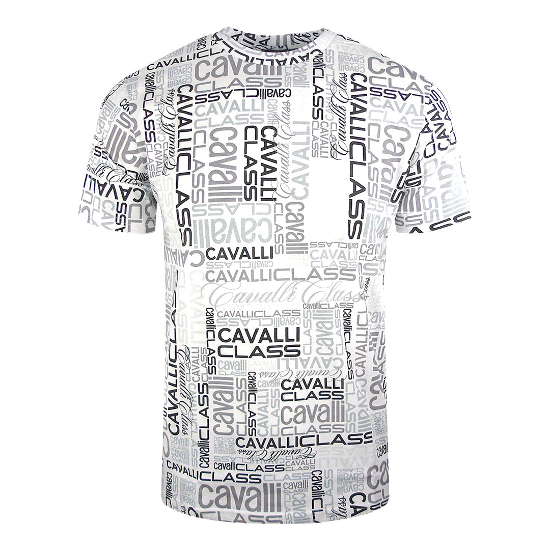 Cavalli Class Multi Logo White T-Shirt