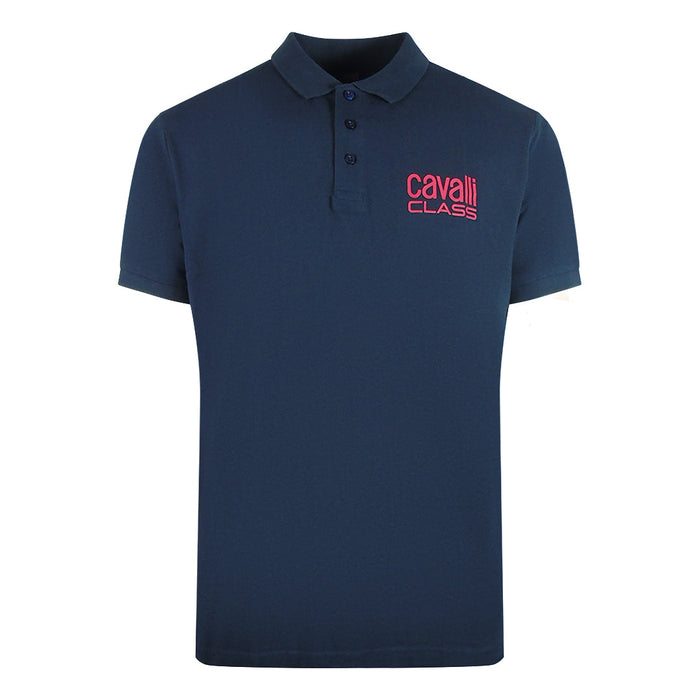 Cavalli Class Bold Logo Navy Blue Polo Shirt M