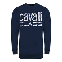 Cavalli Class Bold Floral Design Navy Blue Sweatshirt M