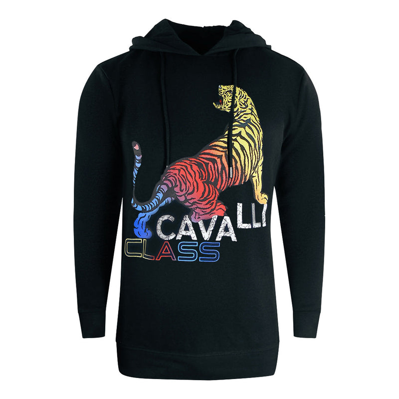 Cavalli Class Bold Tiger Logo Black Hoodie L