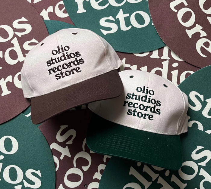 Olio Studios record store two tone cap Forest/Ecru