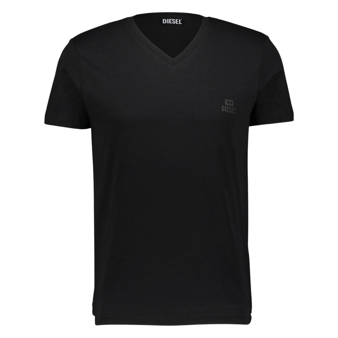 Diesel Tonal Logo V-Neck Black T-Shirt S