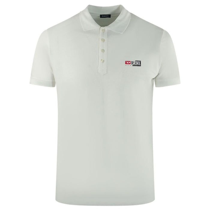 Diesel Brand Logo White Polo Shirt S