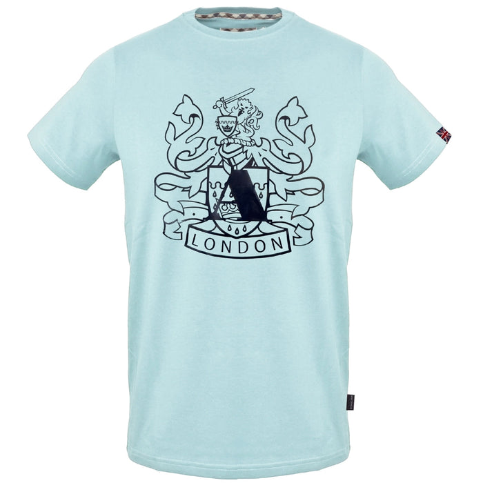 Aquascutum Large Shield Aldis Logo Sky Blue T-Shirt S