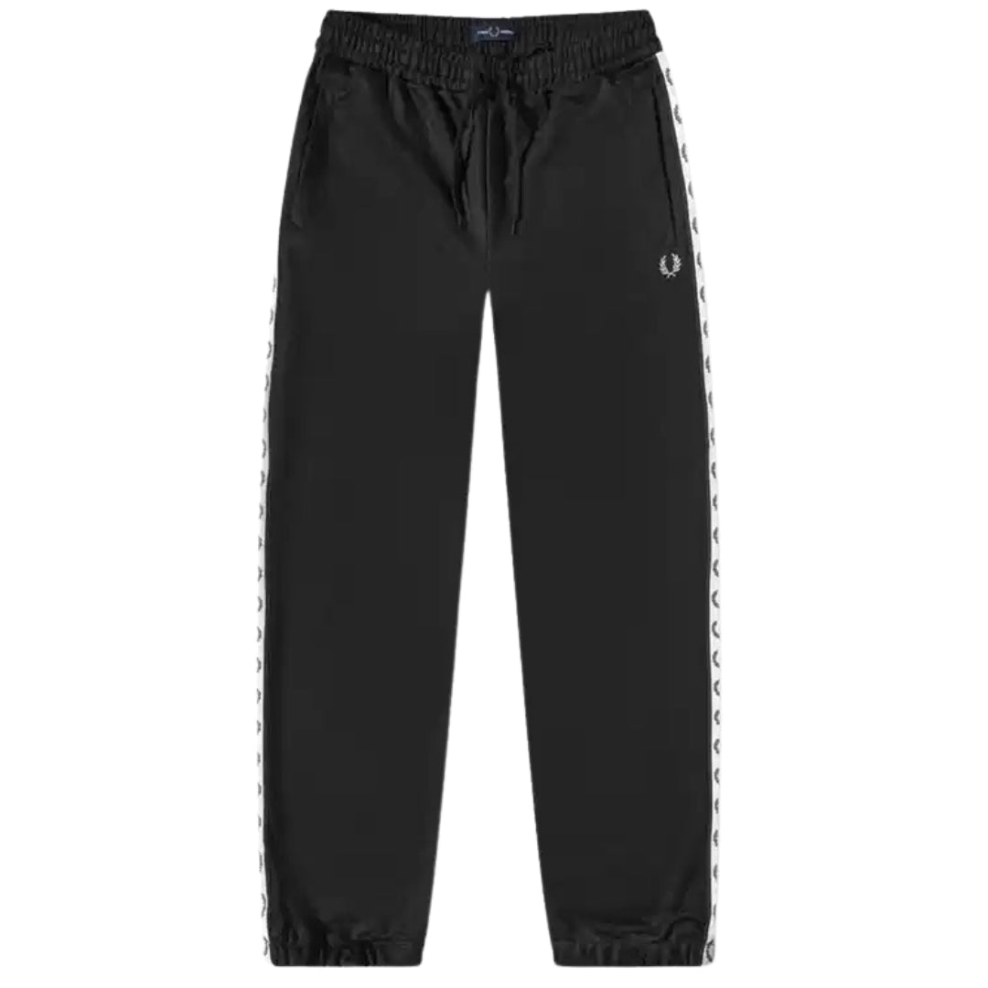 Fred Perry Branded Taped Hem Black Sweatpants S