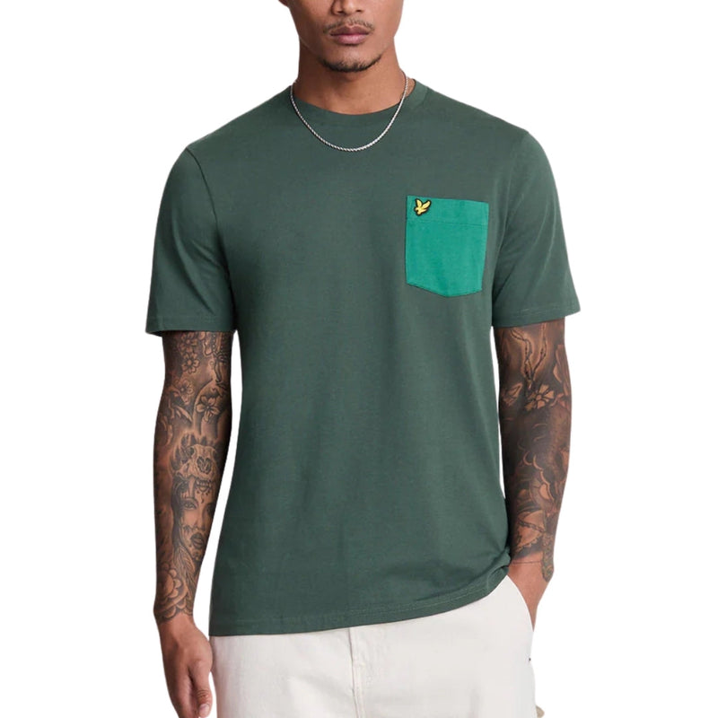 Lyle & Scott Tonal Pocket Argyle Teal Green T-Shirt S