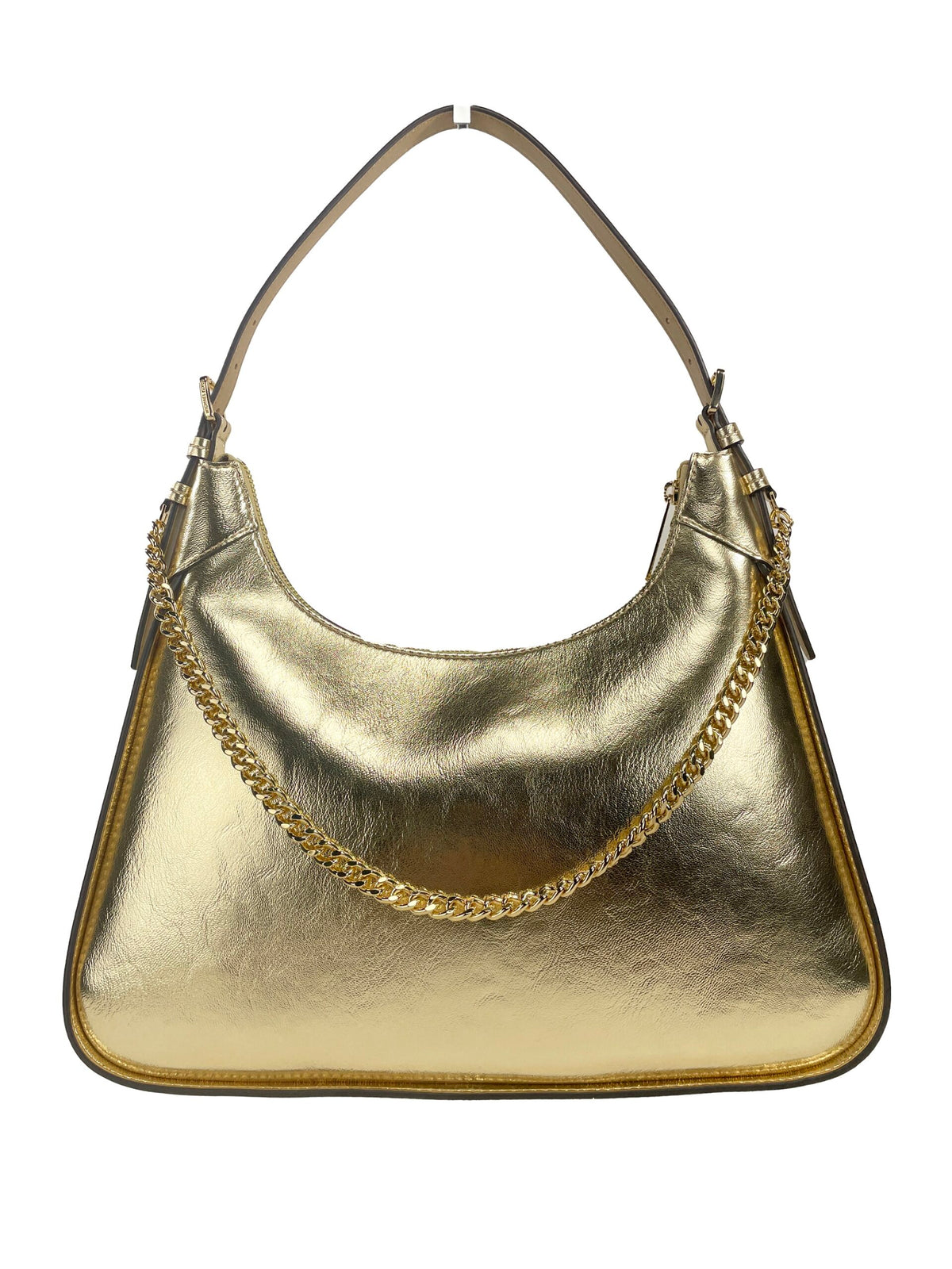 Michael Kors Wilma Large Smooth Leather Chain Shoulder Bag Purse Gold
