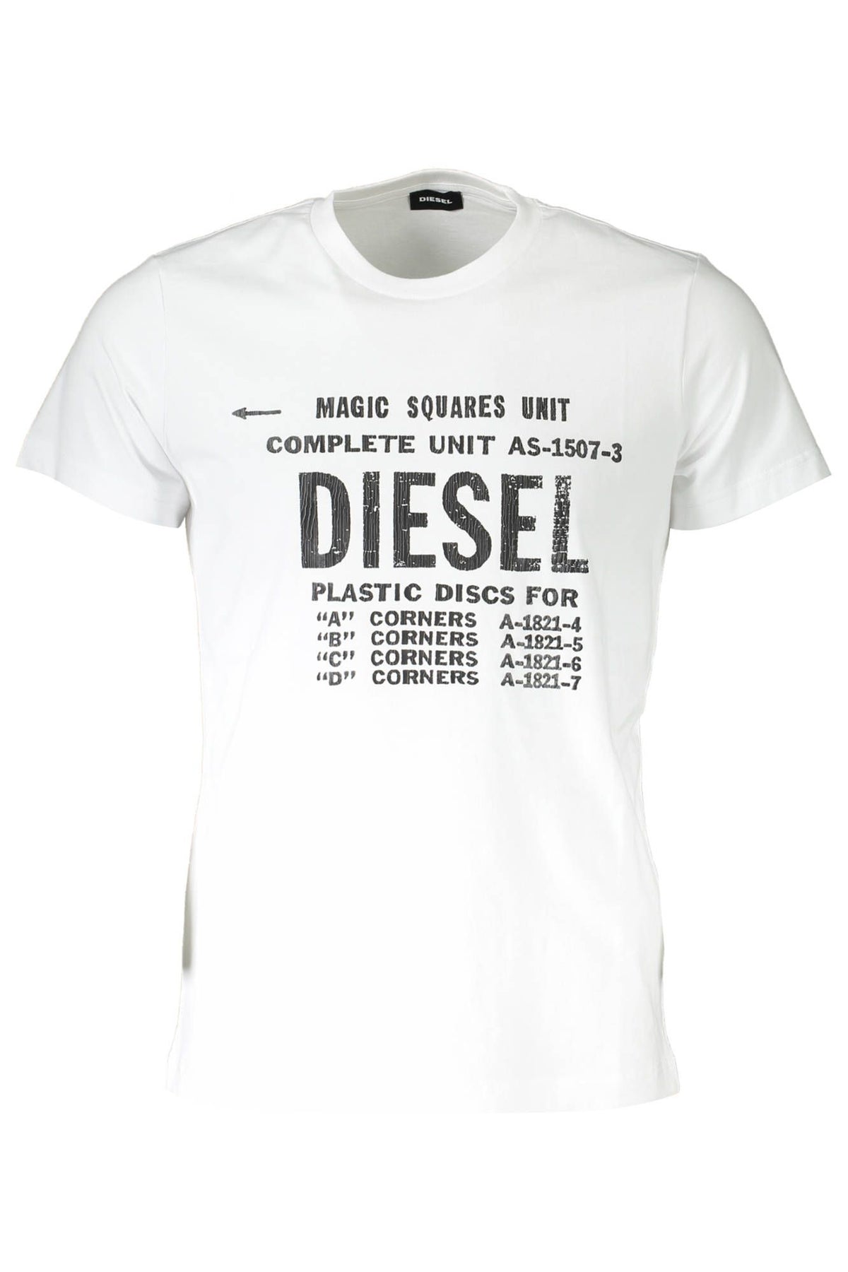 Diesel Sleek White Printed Crew Neck Tee