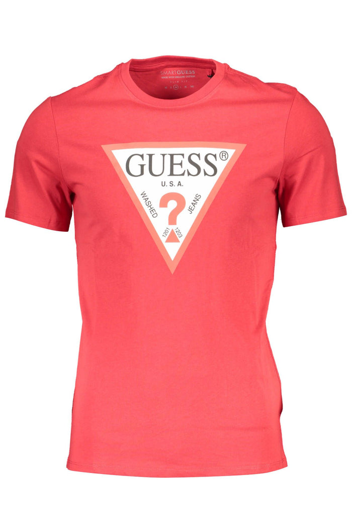 Guess Jeans Chic Red Organic Cotton Tee with Logo