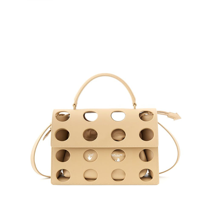 Off-White Chic Beige Leather Handbag for Sophisticated Style