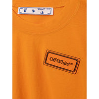 Off-White Orange Cotton Statement Top for Women