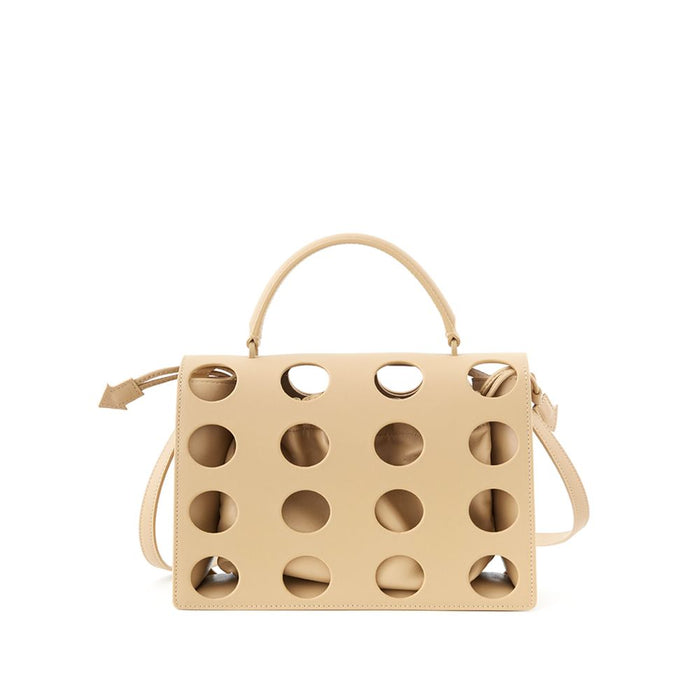 Off-White Chic Beige Leather Handbag for Sophisticated Style