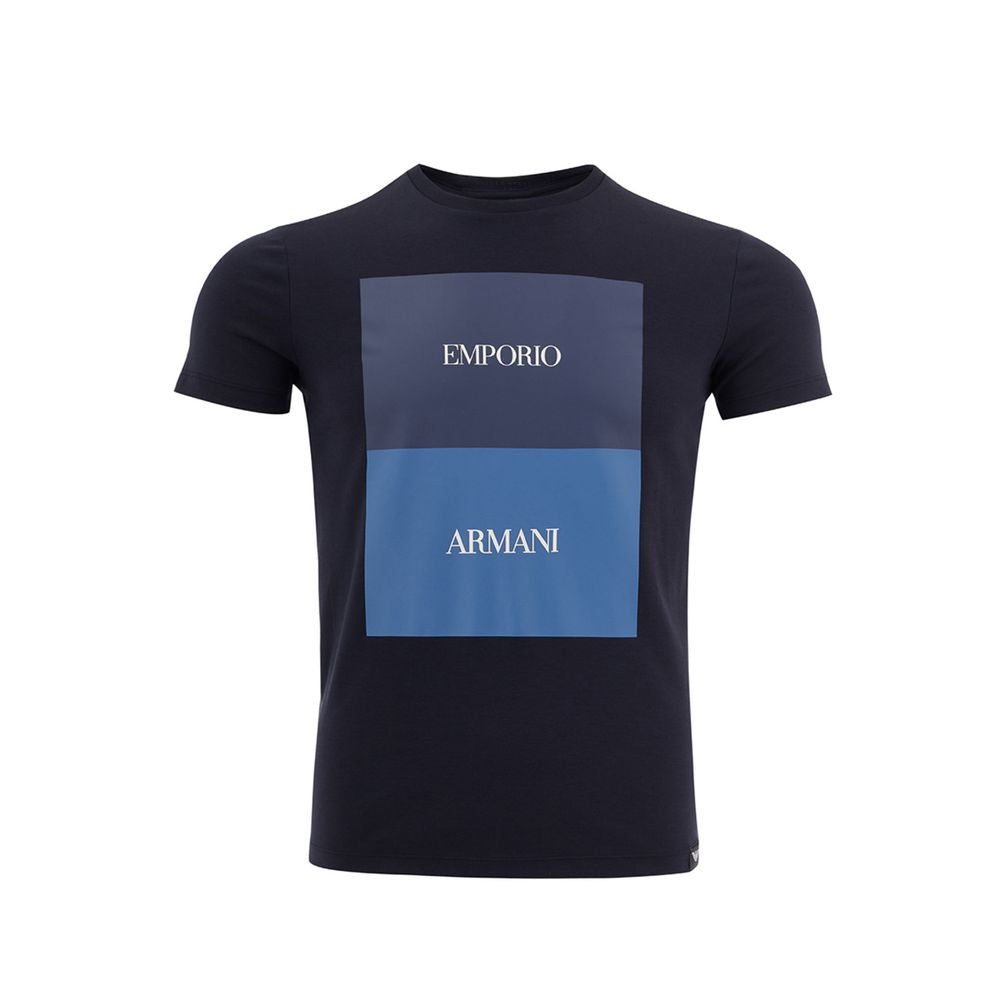 Emporio Armani Elegant Blue Cotton Tee for the Modern Man