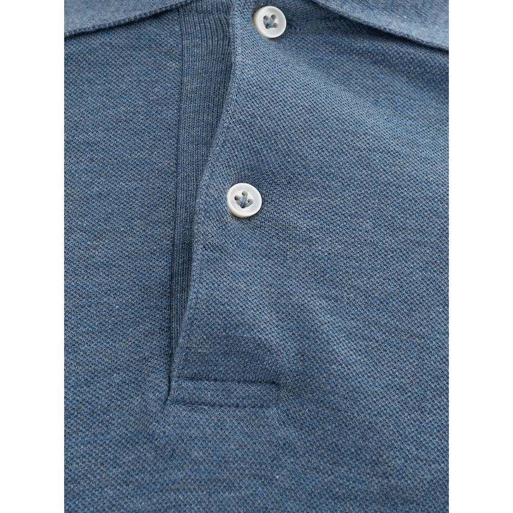 Luca Faloni Elegant Cotton Polo Shirt in Rich Blue