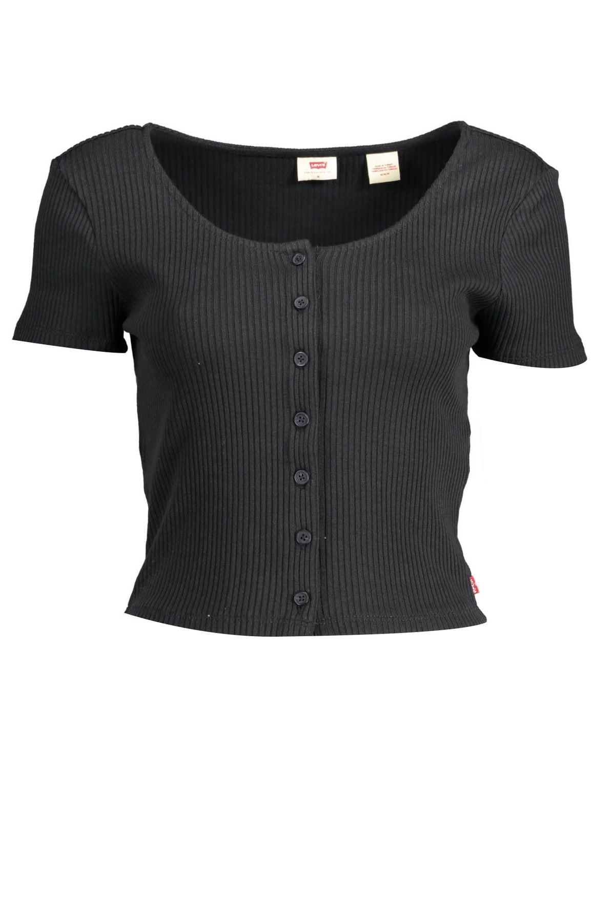 Levi's Chic Black Cotton Tee with Button Detail