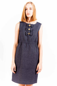 Love Moschino Chic Blue Sleeveless Dress with Logo Accent