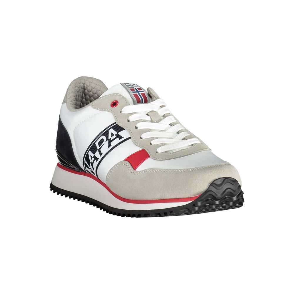 Napapijri Chic White Lace-Up Sneakers with Logo Detail