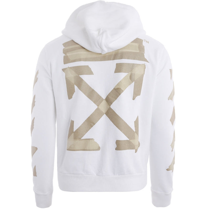 Off-White Tape Arrows Logo Slim Fit White Hoodie XS