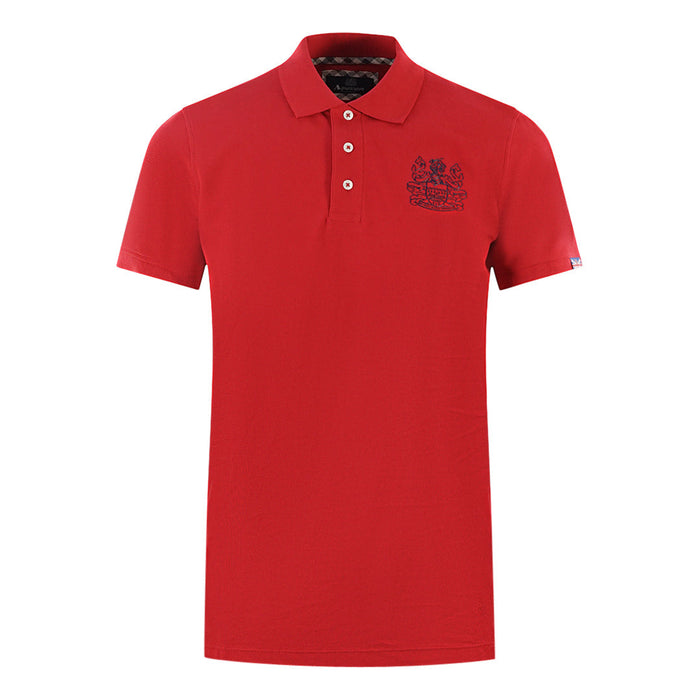 Aquascutum Mens P00423 52 Polo Shirt Red