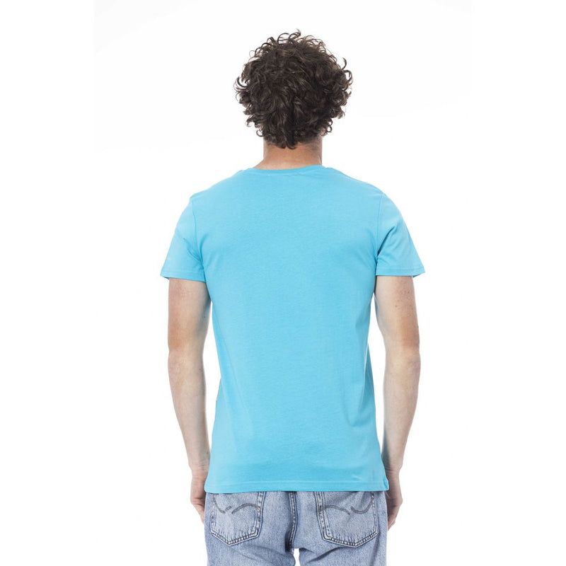 Trussardi Beachwear Light Blue Cotton T-Shirt
