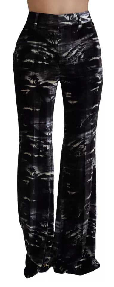 Dsquared² Black Printed High Waist Super Flare Pants