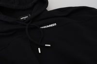 Dsquared² Black Logo Patch Cotton Hoodie Sweatshirt Sweater