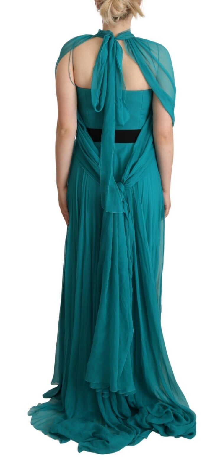 Alberta Ferretti Elegant Silk A-Line Long Dress in Blue