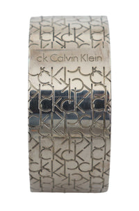 Calvin Klein Elegant Sterling Silver Logo Bangle Bracelet