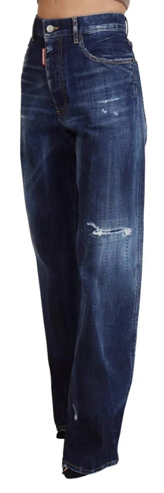 Dsquared² Blue High Waist Straight Denim Jeans San Diego