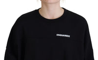 Dsquared² Black Cotton Printed Women Long Sleeve Sweater
