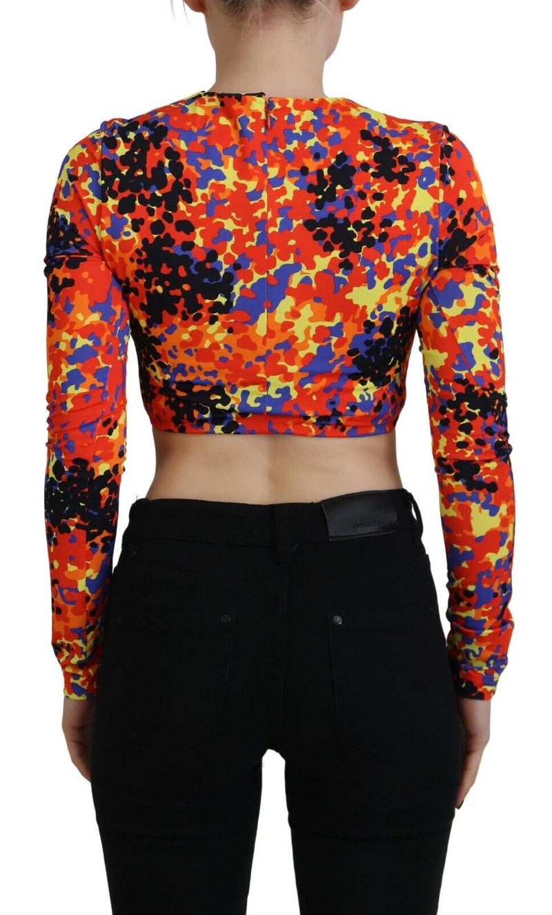 Dsquared² Multicolor Cami Long Sleeves Cropped Blouse Top