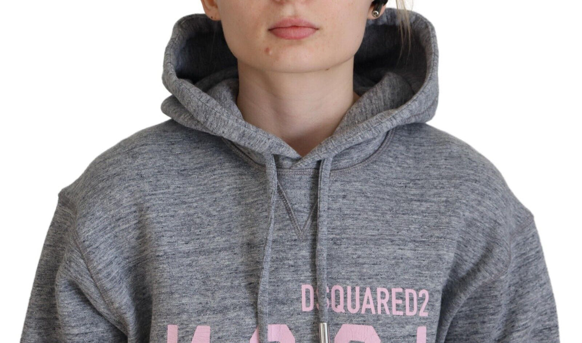 Dsquared² Gray Logo Printed Hooded Women Long Sleeve Sweater